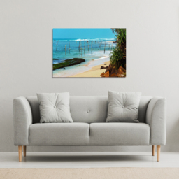 Fishermen on the ocean coast of Sri Lanka Canvas Print - Blue / 51cm / 77cm - thumbnail 2
