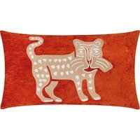 Dynasty Leopard Embroidered Chenille Cushion - Rust - image 1