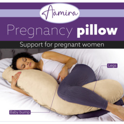 L Shaped Pregnancy Pillow, Memory Foam Maternity Cushion Machine Washable - Natural - thumbnail 2