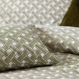 Watercolour Basketweave Duvet Cover Set - Olive / Superking - thumbnail 4