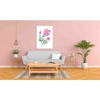 'Beautiful Pink Roses' Graphic Art on Canvas - Pink / 101cm / 77cm - thumbnail 1