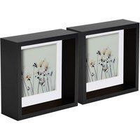"3D Deep Box Photo Frames - 6 x 6"" with 4 x 4"" Mount - BlackWhite - Black" - thumbnail 1