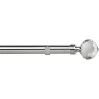28mm Fixed Length Metal Eyelet Curtain Pole Set - Bella Finial - Chrome / 320cm