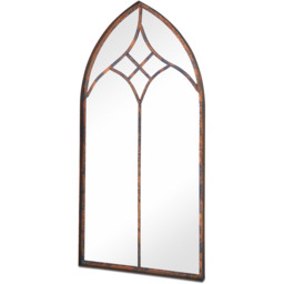 MirrorOutlet The Kirkby Rustic Framed Arched Gothic Wall Mirror - Brown - thumbnail 5