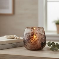 Garan Brown Marble Effect Small Candle Holder - Brown