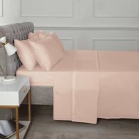 SND Percale 180 Thread Count Polycotton Plain Fitted Sheet - Blush / Single