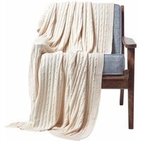 Homescapes Cotton Cable Knit Throw - Natural / 200cm - image 1