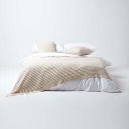 Homescapes Cotton Cable Knit Throw - Natural / 200cm - thumbnail 3