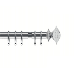 35mm Fixed Length Metal Curtain Pole Set Chrome Luxe Aztec Finial - Chrome / 80cm - thumbnail 2