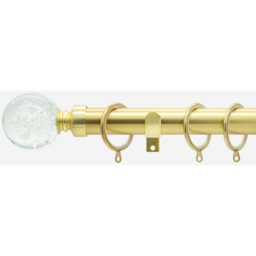Brushed Gold 28mm Glass Bubbles Fixed Length Metal Curtain Pole - Brushed Gold / 70cm - thumbnail 5
