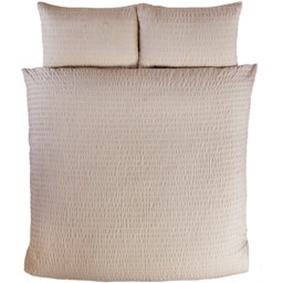 Seersucker Polycotton Duvet Cover Set with Pillowcase - Brown / Single / 3.50cm - thumbnail 2