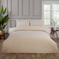 Seersucker Polycotton Duvet Cover Set with Pillowcase - Brown / 3.50cm / Single