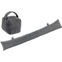 Herringbone Door Stop Draught Excluder Set - Grey - image 1