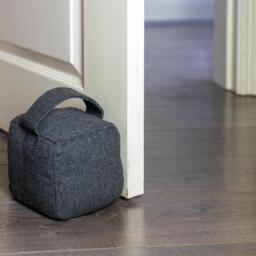 Herringbone Door Stop  Draught Excluder Set - Grey - thumbnail 2