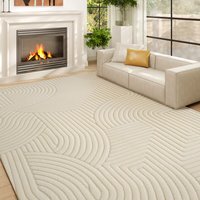 HOMCOM Modern Geometric Rug, Thick Plush, Non-Slip - Cream / 160cm