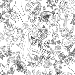 Inked Tattoo Inspired Duvet Cover Set - Blush / Superking - thumbnail 4