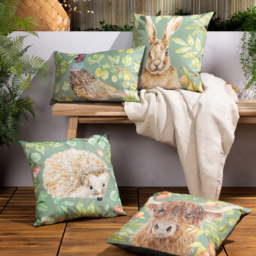 Watercolour Pheasant Outdoor Cushion Cover - Olive - thumbnail 2