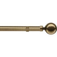 28mm Fixed Length Metal Eyelet Curtain Pole Set - Sphere Finial - Antique Brass / 380cm