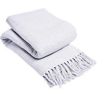 Lisbon Pure Cotton Honeycomb Throw - White / 178cm / 254cm