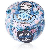 Art Tin Candle Assorted Design Russian Dolls Dolly - Blue