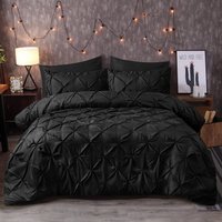 Pintuck Duvet Cover Set - Black / Double - image 1