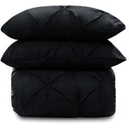 Pintuck Duvet Cover Set - Black / Double - thumbnail 2