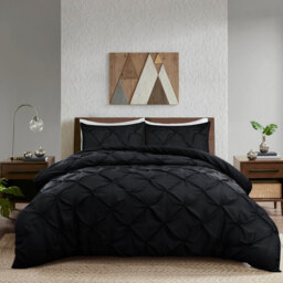 Pintuck Duvet Cover Set - Black / Double - thumbnail 5