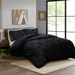 Pintuck Duvet Cover Set - Black / Double - thumbnail 4
