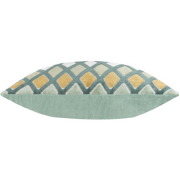 Metro Diamond Velvet Rectangular Cushion - Green / Feather - thumbnail 3