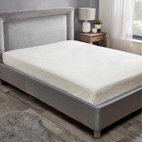 Teddy Fleece Plain Fitted Bed Sheets - Cream / Single