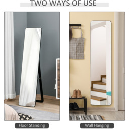 HOMCOM Full Length Mirror Floor Standing or Wall Mount Dressing Mirror - Black - thumbnail 4