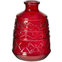 Aztec Pattern Glass Vase - Red - thumbnail 1