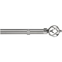 28mm Fixed Length Metal Eyelet Curtain Pole Set - Cage Finial - Chrome / 160cm - image 1