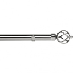 28mm Fixed Length Metal Eyelet Curtain Pole Set - Cage Finial - Chrome / 160cm - thumbnail 2
