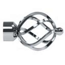 28mm Fixed Length Metal Eyelet Curtain Pole Set - Cage Finial - Chrome / 160cm - thumbnail 3