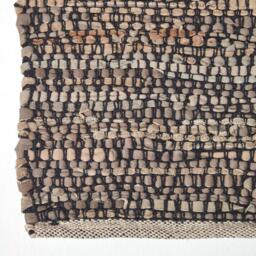 Homescapes Recycled Leather Handwoven Herringbone Rug - Grey / 150cm - thumbnail 3