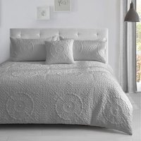 Deluxe Quilted Grandeur Pinsonic Duvet Sets - Grey / Superking - image 1