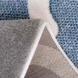 Trellis Geometric Carved Bedroom Living Area Rug - Blue Grey / 280 x 190cm - thumbnail 4