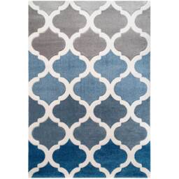 Trellis Geometric Carved Bedroom Living Area Rug - Blue Grey / 280 x 190cm - thumbnail 5