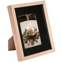 "3D Box Photo Frame - 8x10"" with 4 x 6"" Mount - Light Wood/Black"
