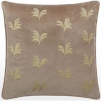 Guilded Palms Embroidered Cushion - Mink / 80 Feather 20 Polyester