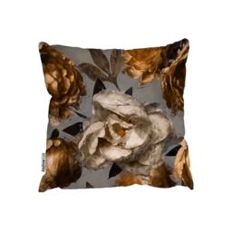 Golden White Flower Outdoor Cushion - Brown / 60cm - thumbnail 2