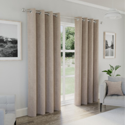 Austin Natural Blackout Eyelet Curtains - Natural / 168cm / 117cm - thumbnail 5