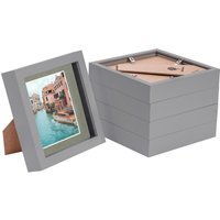 "3D Box Photo Frame with 4"" x 4"" Mount - 6"" x 6"" - Pack of 5 - Grey/Grey" - thumbnail 1