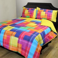 Tetris Tartan Duvet Cover And Pillowcase Set - Multi / Single