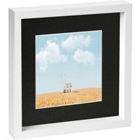 "10"" x 10"" White 3D Box Photo Frame - 6"" x 6"" Mount - White/Black"