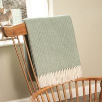 Cable Pattern Wool Blanket - Green