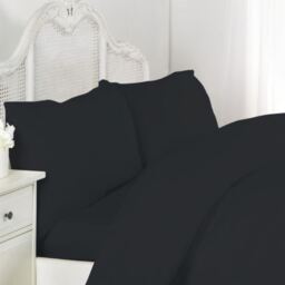 "200 Thread Count 16"" Fitted Sheet - Black / Single" - thumbnail 3