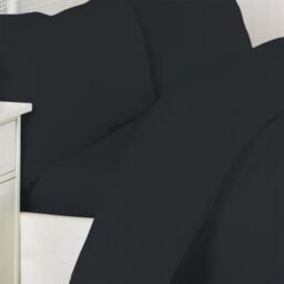 "200 Thread Count 16"" Fitted Sheet - Black / Single" - thumbnail 4