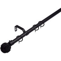 19 mm Extendable Metal Curtain Poles Rods - Black / 210cm
